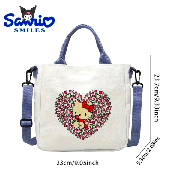 Hello Kitty canvas tote crossbody bag. San Rio. Teen tween girl gifts - Picture 4 of 4